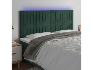 vidaXL Čelo postele s LED tmavě zelené 200x5x118/128 cm samet