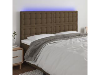 vidaXL Čelo postele s LED tmavě hnědé 180x5x118/128 cm textil
