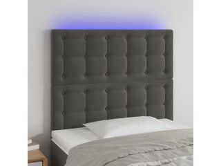 Čelo postele s LED tmavě šedé 80x5x118/128 cm samet