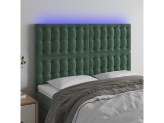 vidaXL Čelo postele s LED tmavě zelená 144x5x118/128 cm samet