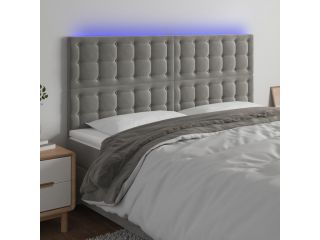 Čelo postele s LED světle šedé 200x5x118/128 cm samet