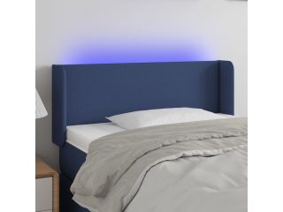 Čelo postele s LED modré 83 x 16 x 78/88 cm textil