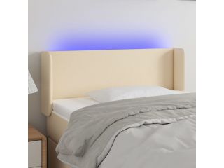 Čelo postele s LED krémové 103 x 16 x 78/88 cm textil