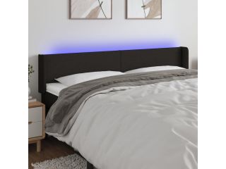 Čelo postele s LED černé 203 x 16 x 78/88 cm textil