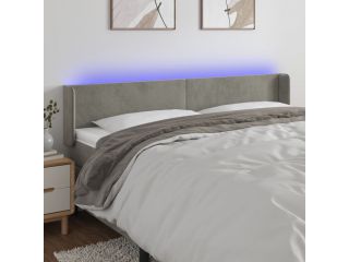 Čelo postele s LED světle šedé 183 x 16 x 78/88 cm samet
