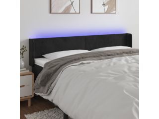 Čelo postele s LED černé 203 x 16 x 78/88 cm samet