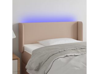 Čelo postele s LED cappuccino 93 x 16 x 78/88 cm umělá kůže