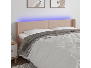 vidaXL Čelo postele s LED cappuccino 163 x 16 x 78/88 cm umělá kůže