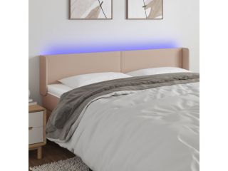 vidaXL Čelo postele s LED cappuccino 183 x 16 x 78/88 cm umělá kůže