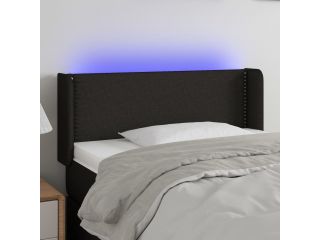 Čelo postele s LED černé 93 x 16 x 78/88 cm textil