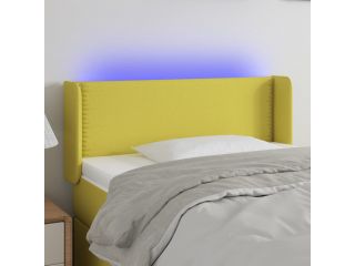 Čelo postele s LED zelené 93 x 16 x 78/88 cm textil