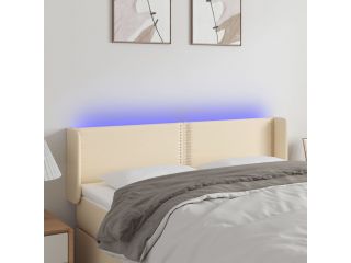 Čelo postele s LED krémové 147 x 16 x 78/88 cm textil