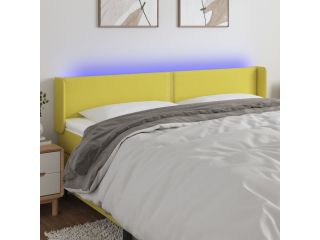 Čelo postele s LED zelené 163 x 16 x 78/88 cm textil