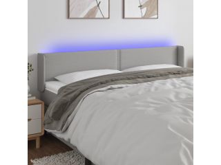 Čelo postele s LED světle šedé 203 x 16 x 78/88 cm textil
