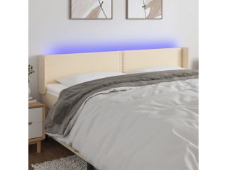 Čelo postele s LED krémové 203 x 16 x 78/88 cm textil