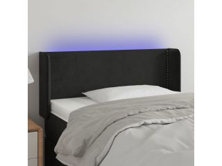 Čelo postele s LED černé 83 x 16 x 78/88 cm samet