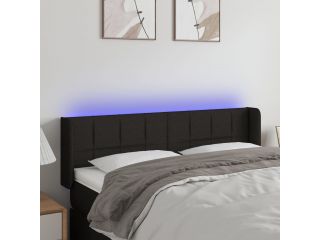 Čelo postele s LED černé 147 x 16 x 78/88 cm textil