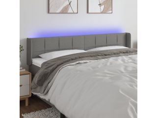 Čelo postele s LED tmavě šedé 183 x 16 x 78/88 cm textil