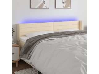vidaXL Čelo postele s LED krémové 183 x 16 x 78/88 cm textil