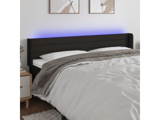 vidaXL Čelo postele s LED černé 203 x 16 x 78/88 cm textil