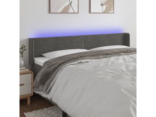 Čelo postele s LED tmavě šedé 203 x 16 x 78/88 cm samet