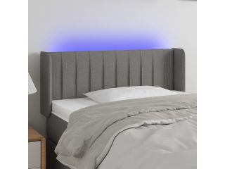 vidaXL Čelo postele s LED tmavě šedé 83 x 16 x 78/88 cm textil