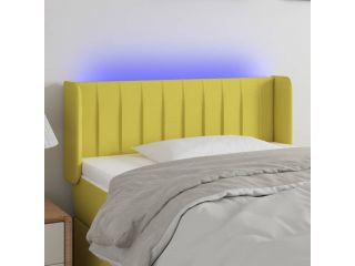 Čelo postele s LED zelené 93 x 16 x 78/88 cm textil