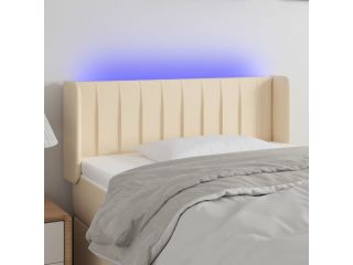 Čelo postele s LED krémové 103 x 16 x 78/88 cm textil