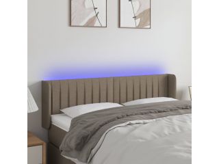 vidaXL Čelo postele s LED taupe 147 x 16 x 78/88 cm textil
