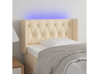 Čelo postele s LED krémové 83 x 16 x 78/88 cm textil
