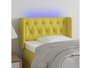 Čelo postele s LED zelené 83 x 16 x 78/88 cm textil