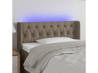 Čelo postele s LED taupe 93 x 16 x 78/88 cm textil