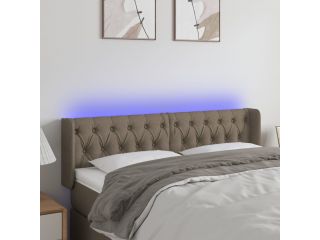 vidaXL Čelo postele s LED taupe 147 x 16 x 78/88 cm textil