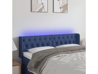 vidaXL Čelo postele s LED modré 147 x 16 x 78/88 cm textil