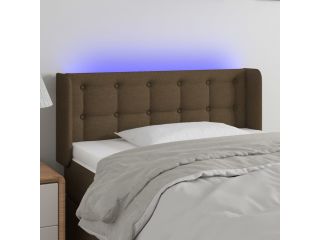Čelo postele s LED tmavě hnědé 93 x 16 x 78/88 cm textil