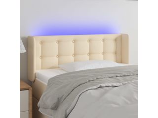 Čelo postele s LED krémové 93 x 16 x 78/88 cm textil