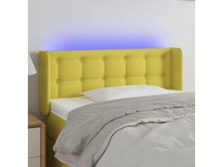 Čelo postele s LED zelené 103 x 16 x 78/88 cm textil