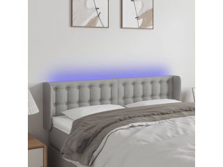 Čelo postele s LED světle šedé 147 x 16 x 78/88 cm textil