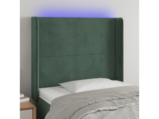 vidaXL Čelo postele s LED tmavě zelené 93 x 16 x 118/128 cm samet