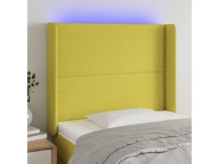 Čelo postele s LED zelené 83 x 16 x 118/128 cm textil