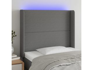 vidaXL Čelo postele s LED tmavě šedé 93 x 16 x 118/128 cm textil