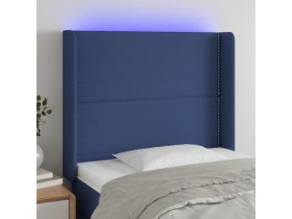 vidaXL Čelo postele s LED modré 93 x 16 x 118/128 cm textil