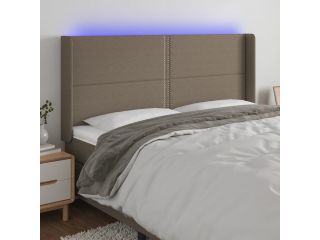 vidaXL Čelo postele s LED taupe 183x16x118/128 cm textil