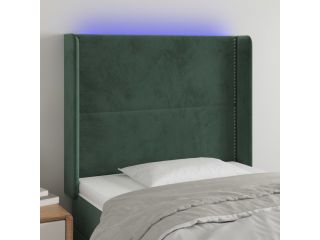 vidaXL Čelo postele s LED tmavě zelené 83 x 16 x 118/128 cm samet