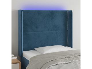 vidaXL Čelo postele s LED tmavě modré 83 x 16 x 118/128 cm samet