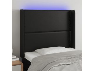 Čelo postele s LED černé 83 x 16 x 118/128 cm umělá kůže