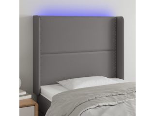 vidaXL Čelo postele s LED šedé 83 x 16 x 118/128 cm umělá kůže