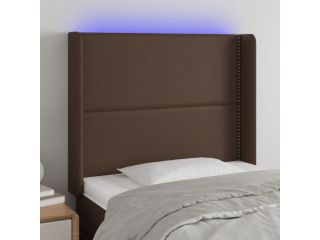 vidaXL Čelo postele s LED hnědé 93 x 16 x 118/128 cm umělá kůže
