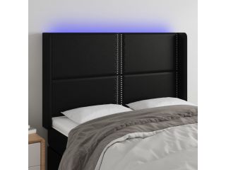 Čelo postele s LED černé 147 x 16 x 118/128 cm umělá kůže