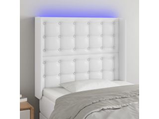 Čelo postele s LED bílé 93 x 16 x 118/128 cm umělá kůže